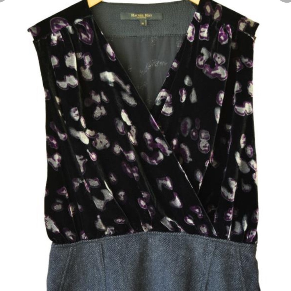 🔥🔥Rachel Roy Signature| Charcoal Velvet Herringbone Tweed Dress - sz 6 - Picture 2 of 10